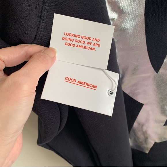 GOOD AMERICAN The Icon Hoodie Jacket Oversized  black Sz S - Picture 11 of 11